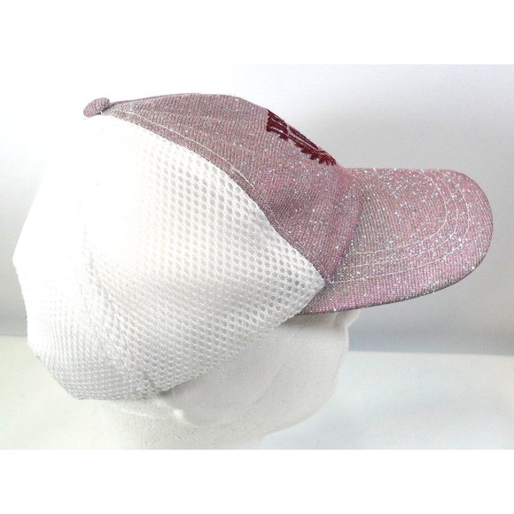 Justice Pink Shimmering Sparkle Pony Tail Ball Cap Hat - Picture 3 of 5